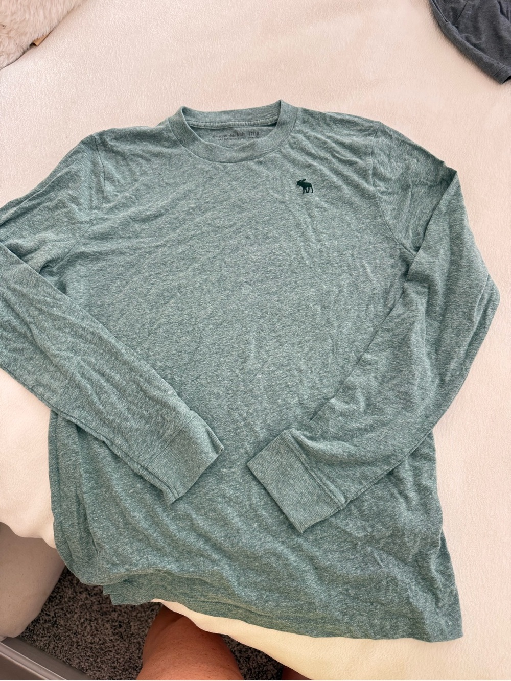 ABERCROMBIE KIDS Boy's Green Long-Sleeve Crew Tee